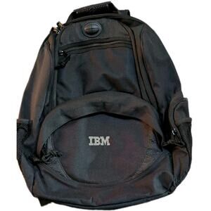 IBM Padded Laptop Backpack Logo Pockets Black Bag Canvas Company Employee
